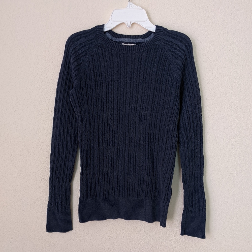 Sonoma Life + Style Cable Knit Long Sleeve Sweater Navy Blue Large
